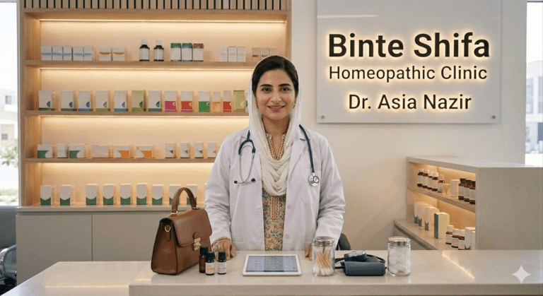 H/Dr Asia Nazir BHMS RHMP Homeopathic Doctor Binte Shifa Clinic"