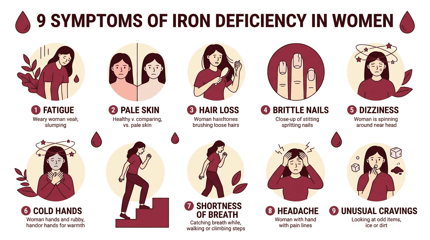 iron deficiency symptoms in women